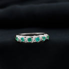 Emerald and Diamond Designer Wedding Band for Women AAA - Rosec Jewels