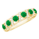 Emerald and Diamond Designer Wedding Band for Women AAA - Rosec Jewels