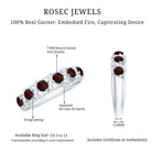 Rosec Jewels-Genuine Red Garnet Diamond Half Eternity Ring for Anniversary