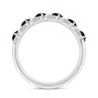 Rosec Jewels-Genuine Red Garnet Diamond Half Eternity Ring for Anniversary