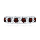 Rosec Jewels-Genuine Red Garnet Diamond Half Eternity Ring for Anniversary