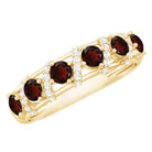 Rosec Jewels-Genuine Red Garnet Diamond Half Eternity Ring for Anniversary