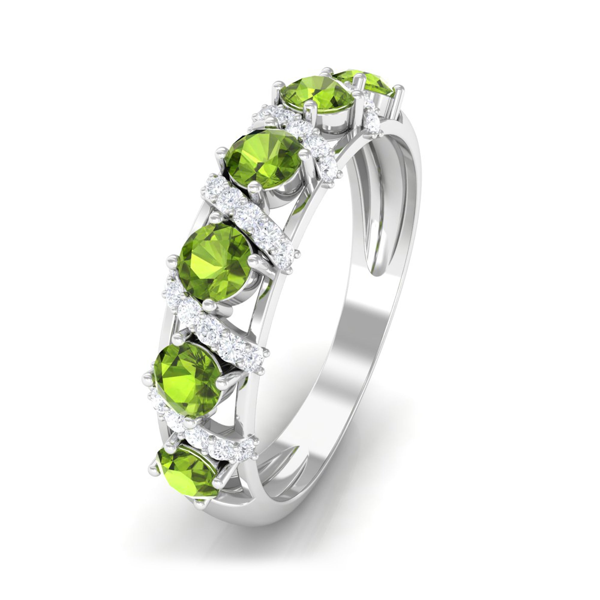 Designer Anniversary Ring with Peridot and Diamond AAA - Rosec Jewels