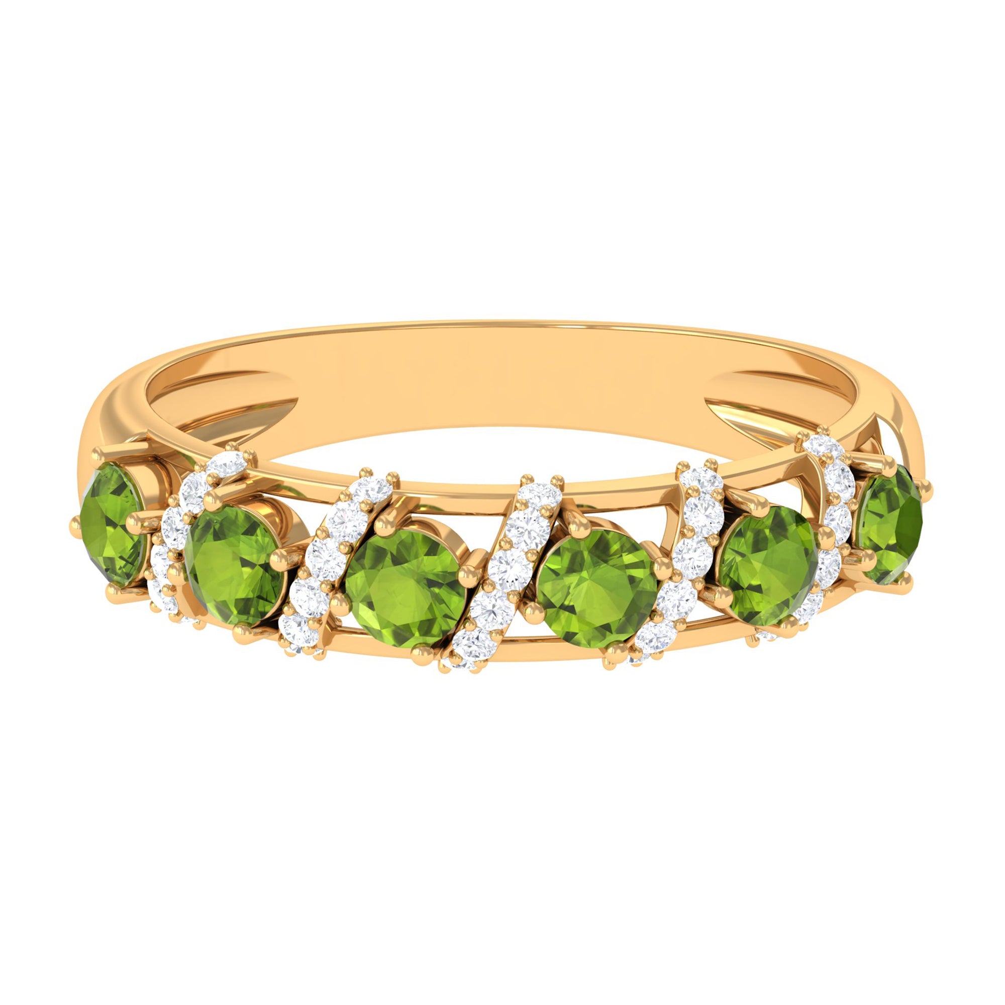 Designer Anniversary Ring with Peridot and Diamond AAA - Rosec Jewels