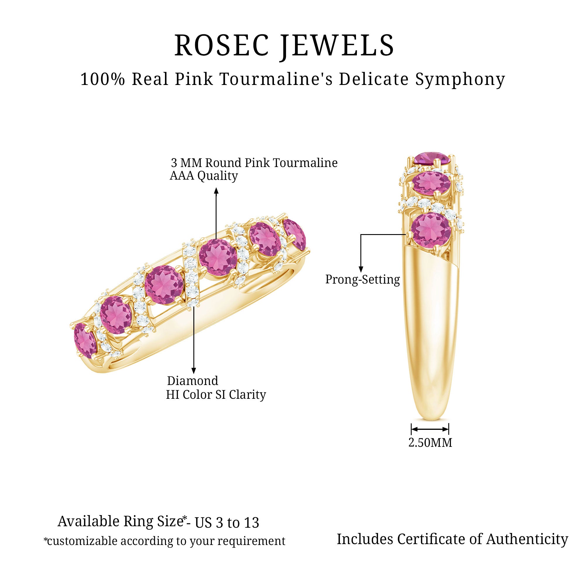 Rosec Jewels-Designer Pink Tourmaline and Diamond Anniversary Ring