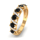 Black Spinel Designer Anniversary Band with Diamond AAA - Rosec Jewels