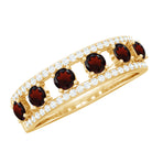 Rosec Jewels-Natural Garnet Half Eternity Band with Diamond