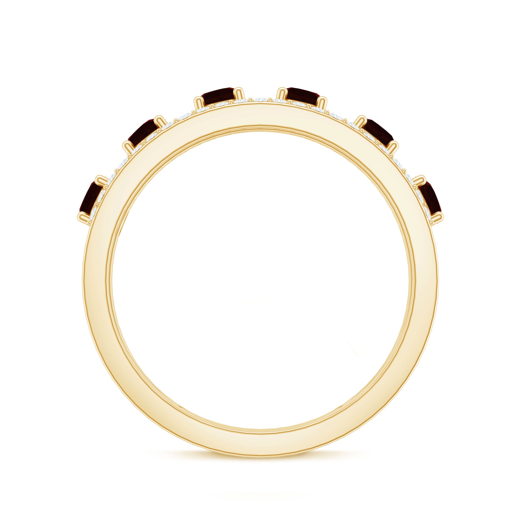 Rosec Jewels-Natural Garnet Half Eternity Band with Diamond