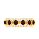 Rosec Jewels-Natural Garnet Half Eternity Band with Diamond