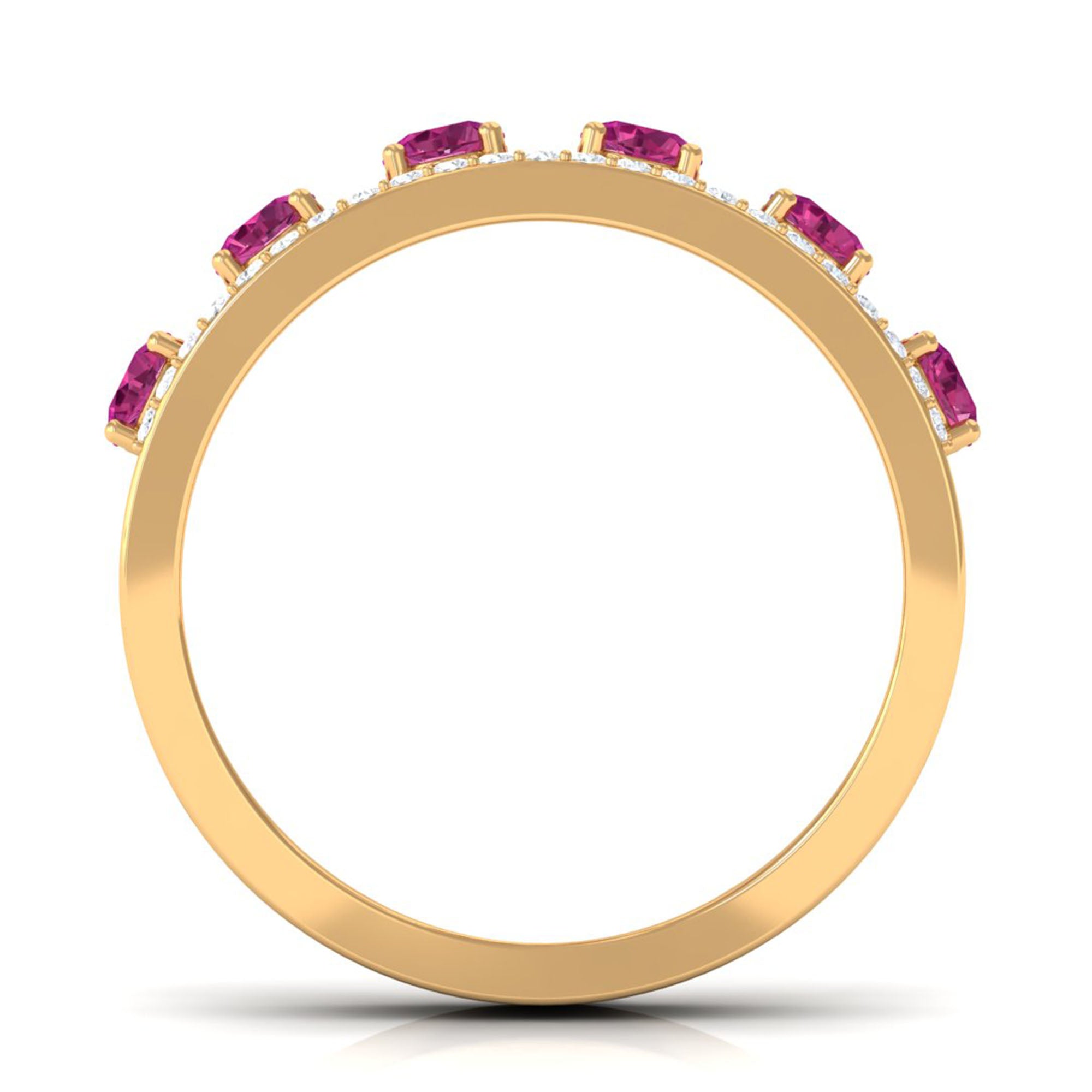 Pink Tourmaline Anniversary Ring with Diamond AAA - Rosec Jewels