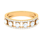 Real Moonstone and Diamond Anniversary Ring AAA - Rosec Jewels