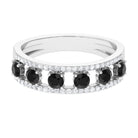 3/4 CT Black Spinel Anniversary Band Ring with Diamond AAA - Rosec Jewels