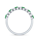 Genuine Marquise Emerald Diamond Half Eternity Ring for Wedding AAA - Rosec Jewels