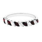 Certified Marquise Garnet Half Eternity Band with Diamond AAA - Rosec Jewels