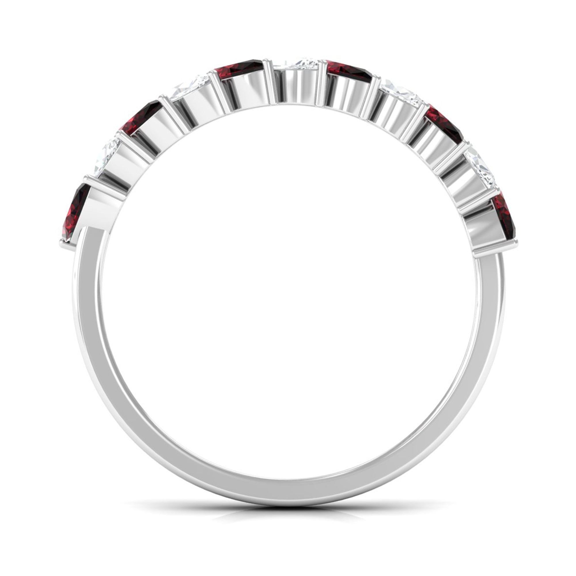 Certified Marquise Garnet Half Eternity Band with Diamond AAA - Rosec Jewels