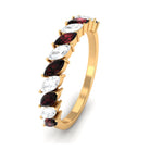 Certified Marquise Garnet Half Eternity Band with Diamond AAA - Rosec Jewels