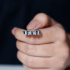 Baguette London Blue Topaz Half Eternity Band with Diamond AAA - Rosec Jewels