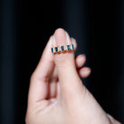 Baguette London Blue Topaz Half Eternity Band with Diamond AAA - Rosec Jewels