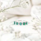 Baguette Cut Emerald and Diamond Half Eternity Band AAA - Rosec Jewels