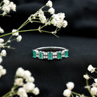 Baguette Cut Emerald and Diamond Half Eternity Band AAA - Rosec Jewels