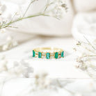 Baguette Cut Emerald and Diamond Half Eternity Band AAA - Rosec Jewels