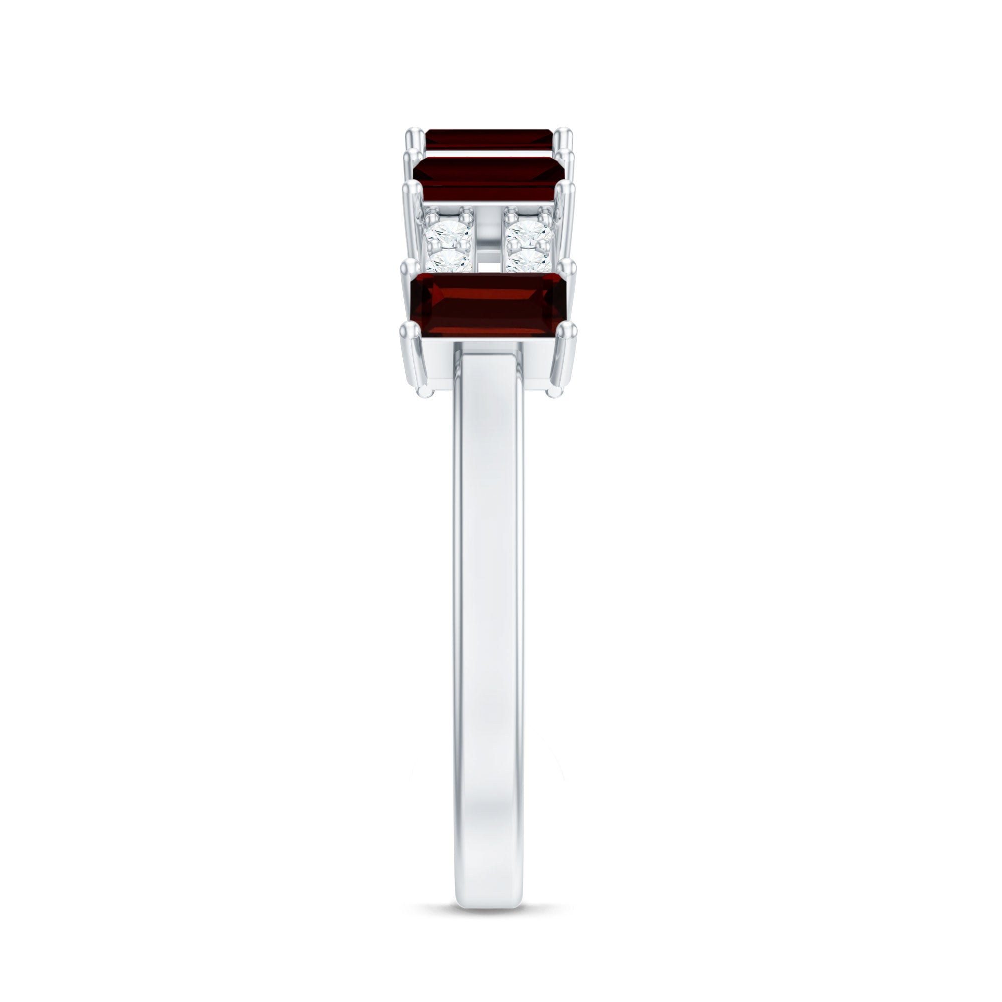 Rosec Jewels-Natural Baguette Garnet Half Eternity Band with Diamond