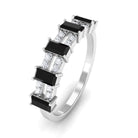 3/4 CT Black Spinel and Diamond Wide Band Ring AAA - Rosec Jewels