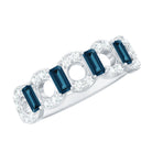 Baguette London Blue Topaz Art Deco Eternity Band with Diamond AAA - Rosec Jewels