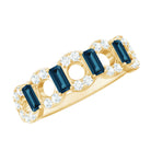 Baguette London Blue Topaz Art Deco Eternity Band with Diamond AAA - Rosec Jewels