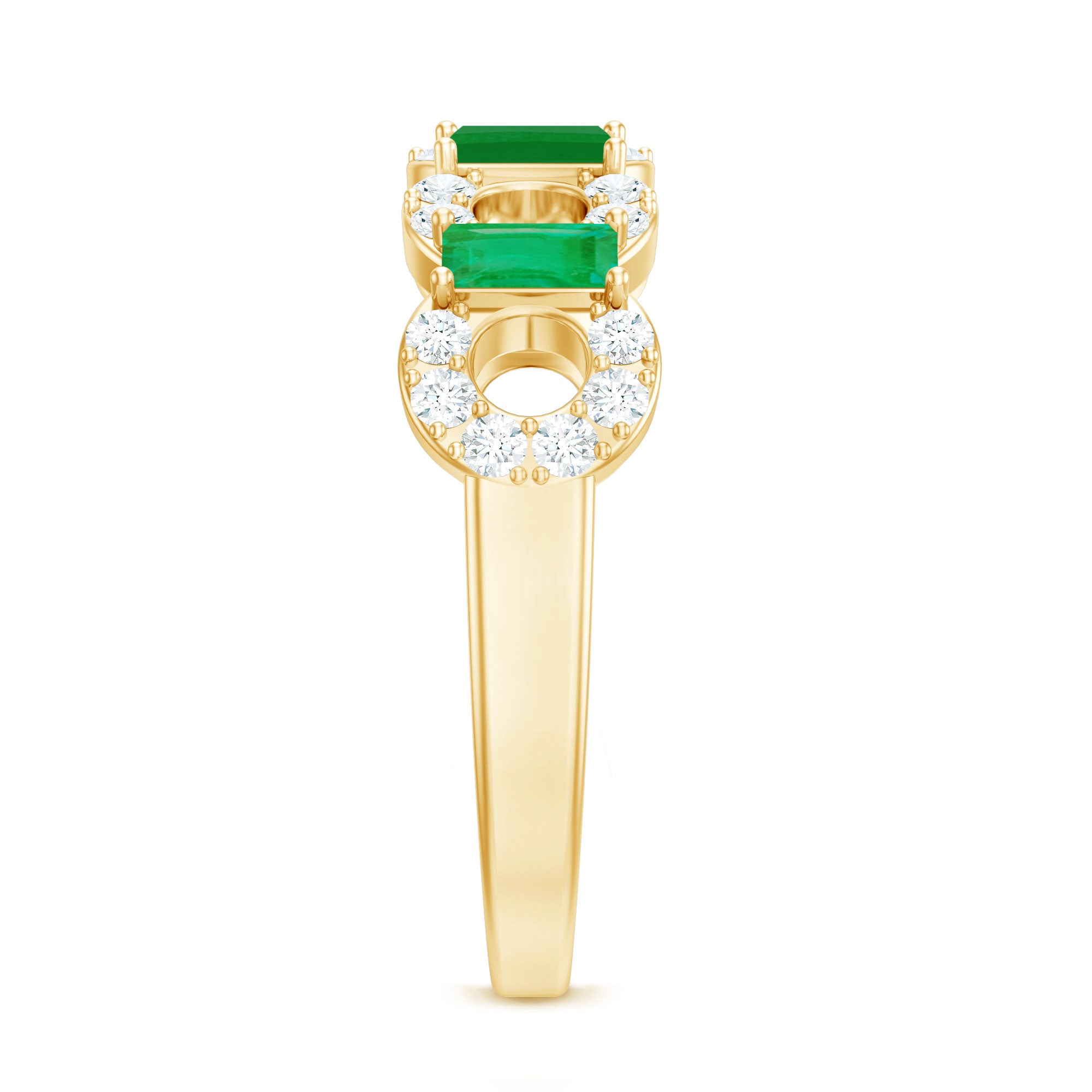 Natural Baguette Emerald Diamond Art Deco Half Eternity Ring AAA - Rosec Jewels