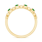 Natural Baguette Emerald Diamond Art Deco Half Eternity Ring AAA - Rosec Jewels