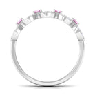 Real Pink Tourmaline Art Deco Half Eternity Ring with Diamond AAA - Rosec Jewels