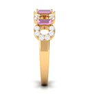 Real Pink Tourmaline Art Deco Half Eternity Ring with Diamond AAA - Rosec Jewels