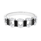1 CT Black Spinel and Diamond Half Eternity Ring AAA - Rosec Jewels