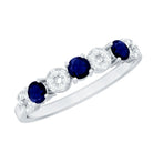 Natural Blue Sapphire Diamond Half Eternity Ring for Women AAA - Rosec Jewels