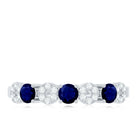 Natural Blue Sapphire Diamond Half Eternity Ring for Women AAA - Rosec Jewels
