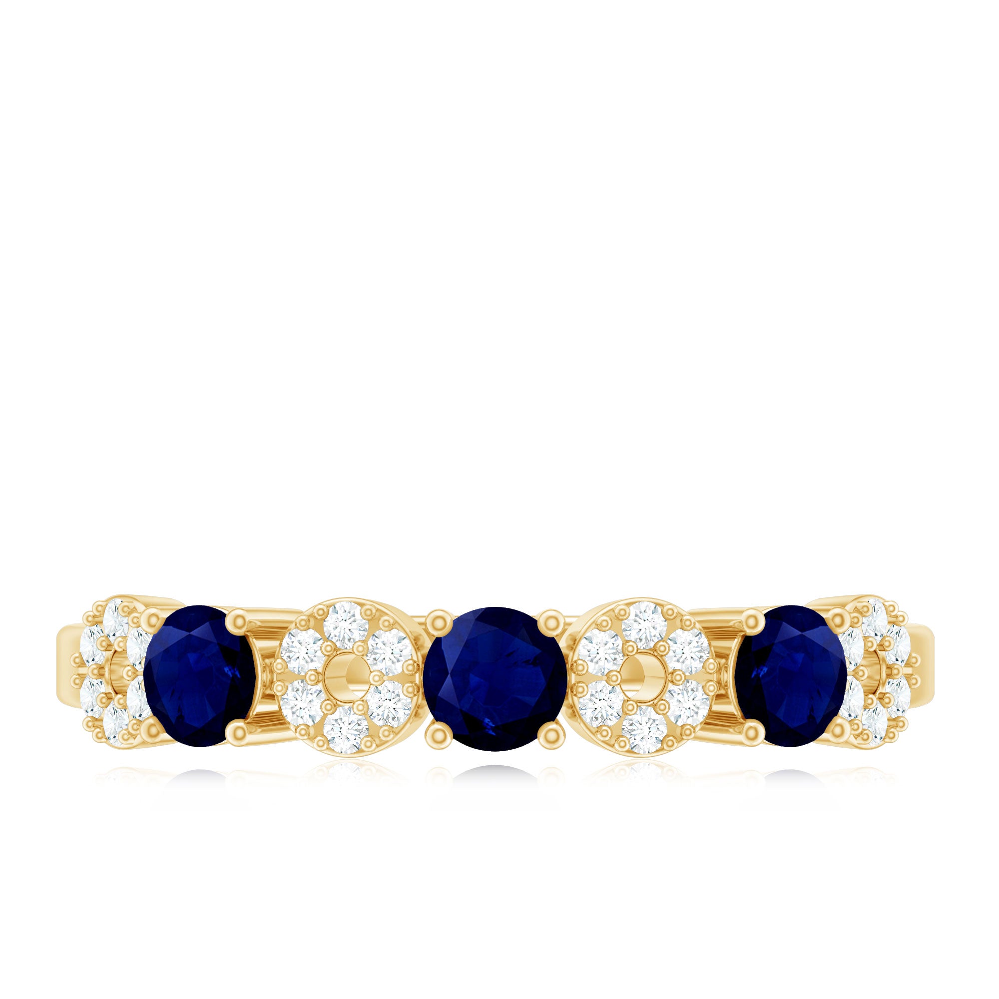 Rosec Jewels-Natural Blue Sapphire Diamond Half Eternity Ring for Women
