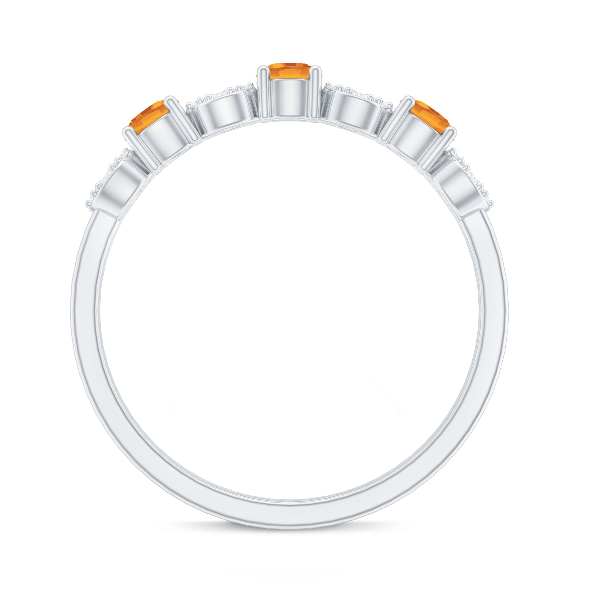 Rosec Jewels-Natural Citrine Diamond Half Eternity Ring