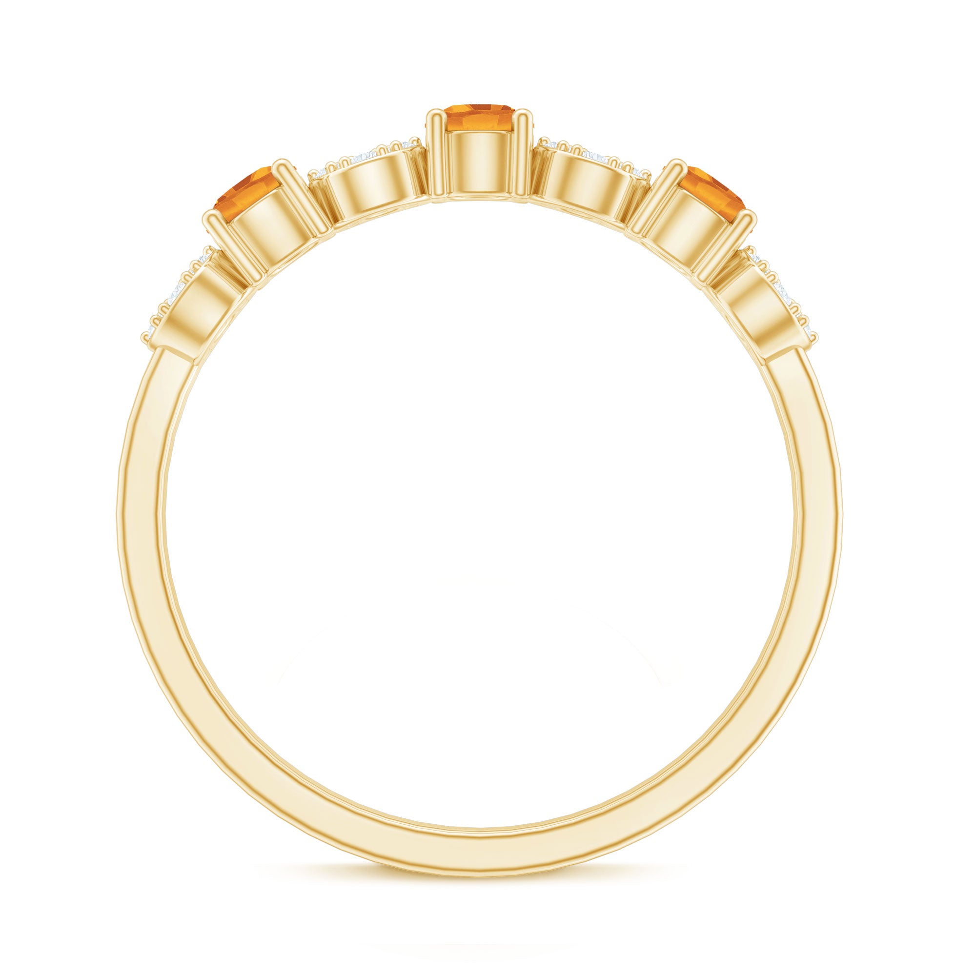 Rosec Jewels-Natural Citrine Diamond Half Eternity Ring