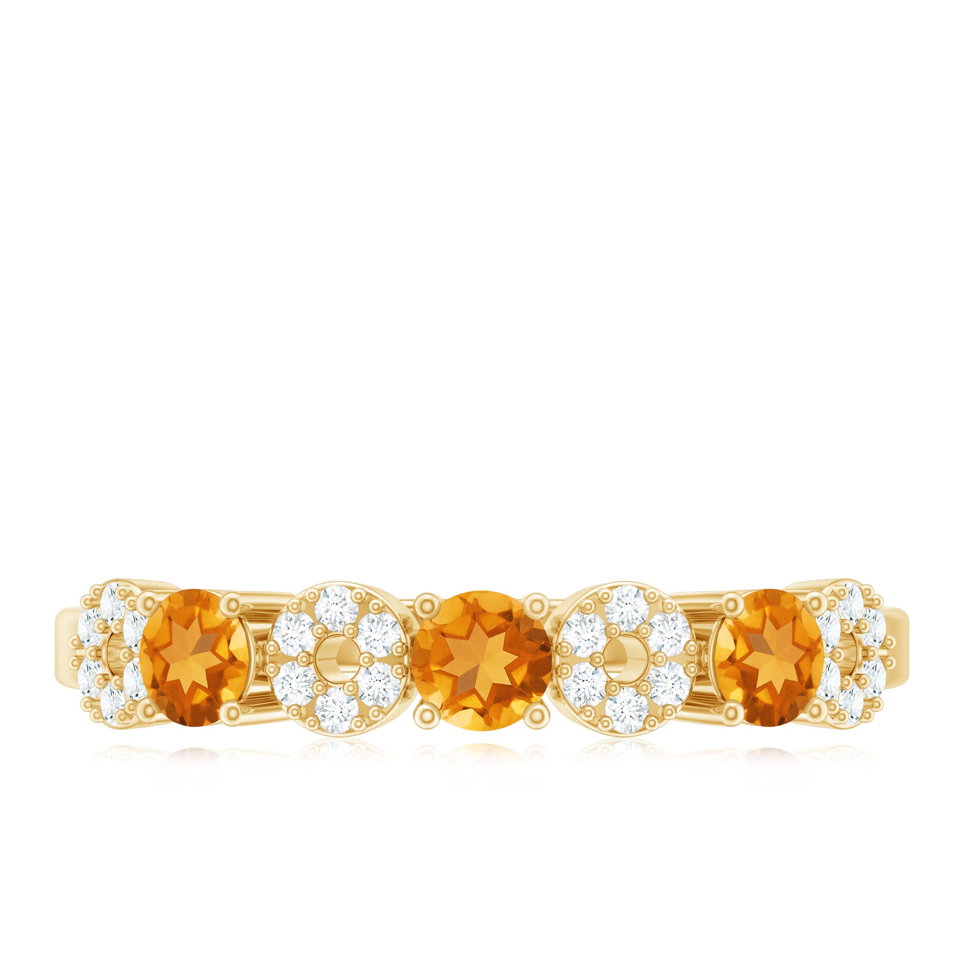 Rosec Jewels-Natural Citrine Diamond Half Eternity Ring