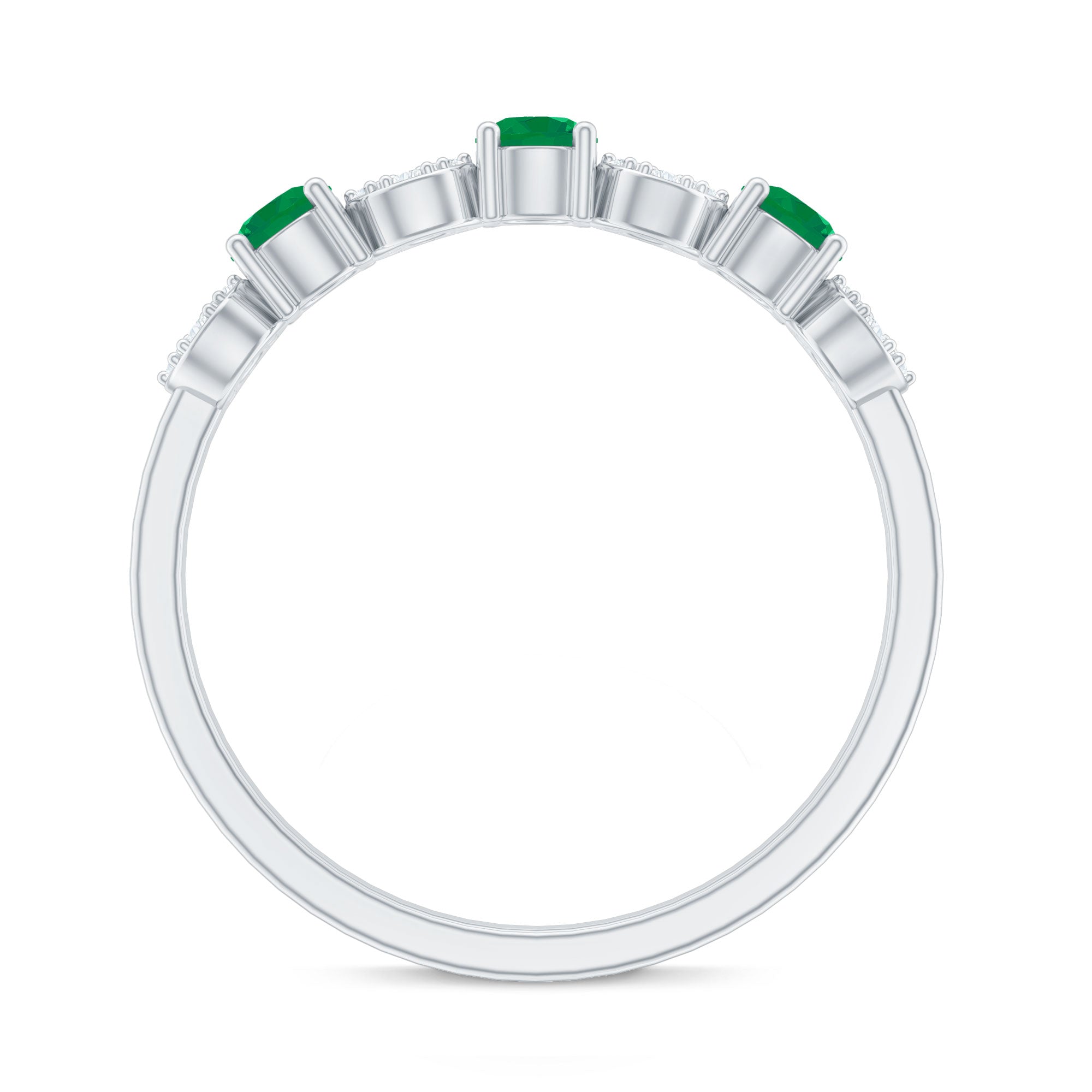 Rosec Jewels-Natural Emerald Diamond Half Eternity Anniversary Ring with Certificate