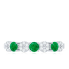 Rosec Jewels-Natural Emerald Diamond Half Eternity Anniversary Ring with Certificate