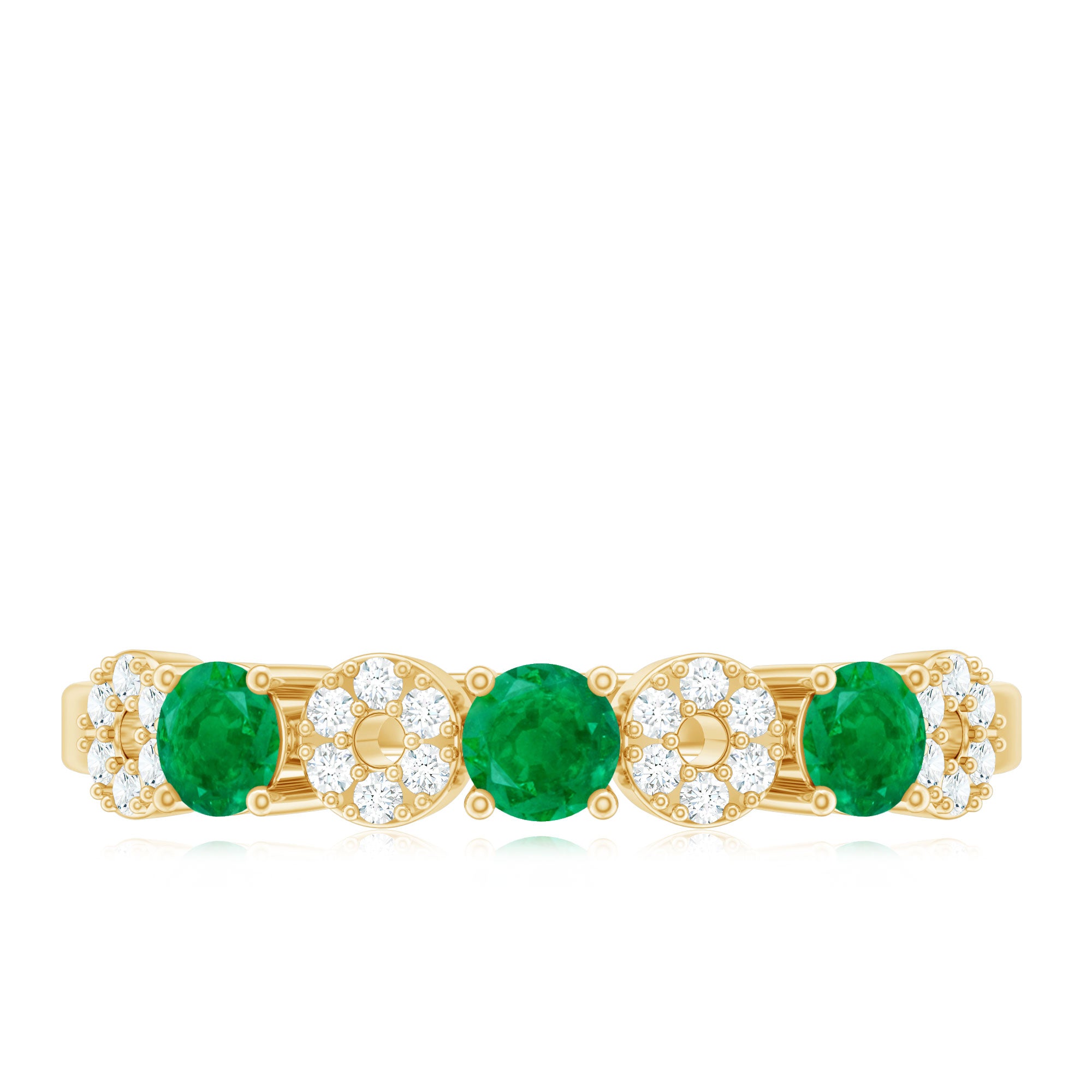 Rosec Jewels-Natural Emerald Diamond Half Eternity Anniversary Ring with Certificate