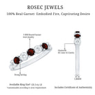 Rosec Jewels-Natural Garnet Diamond Half Eternity Ring with Certificate