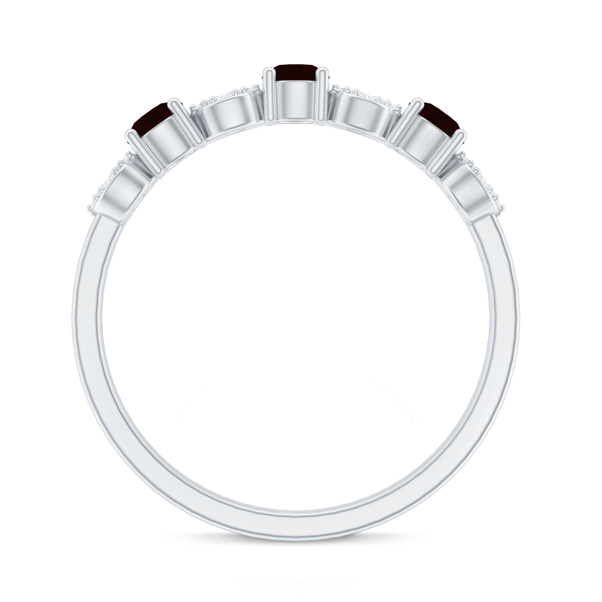 Rosec Jewels-Natural Garnet Diamond Half Eternity Ring with Certificate