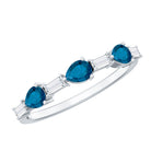 Pear Shape London Blue Topaz Eternity Band with Baguette Diamonds AAA - Rosec Jewels