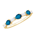 Pear Shape London Blue Topaz Eternity Band with Baguette Diamonds AAA - Rosec Jewels