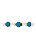 Pear Shape London Blue Topaz Eternity Band with Baguette Diamonds AAA - Rosec Jewels