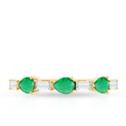 Certified Natural Emerald Diamond Half Eternity Anniversary Ring in East West Style AAA - Rosec Jewels