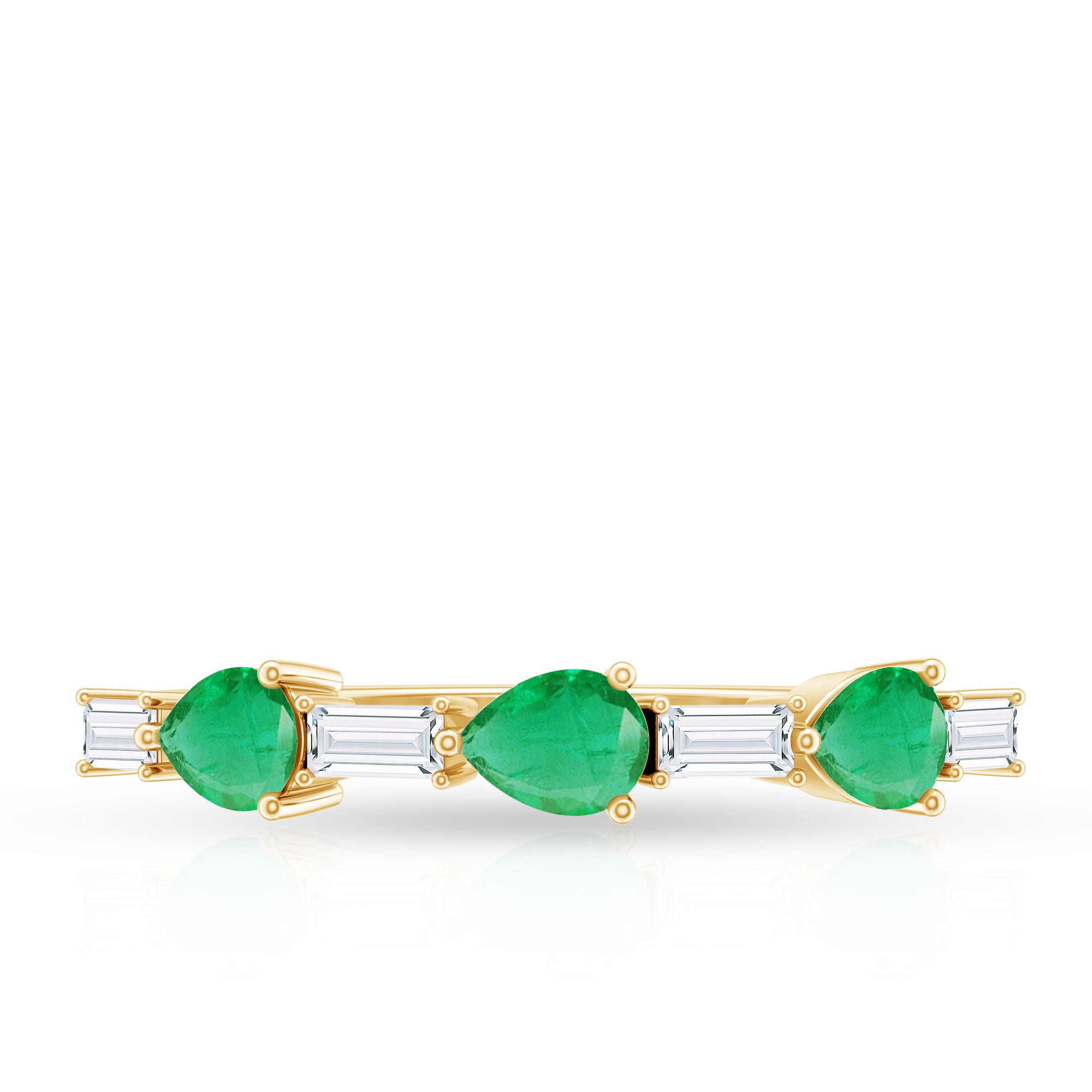 Certified Natural Emerald Diamond Half Eternity Anniversary Ring in East West Style AAA - Rosec Jewels